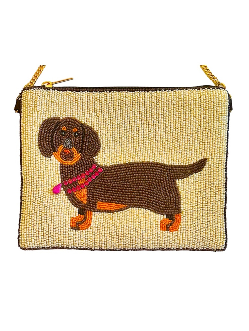 Dachshund Crossbody Mini Clutch Bag, Lily Posh Beaded Bag, Dog Doxie